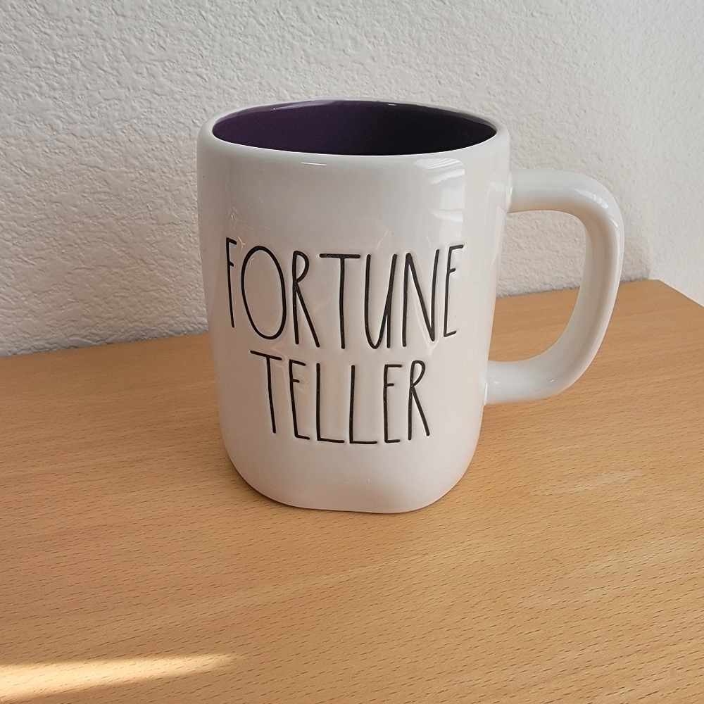 Rae Dunn Fortune Teller White and Purple Mug